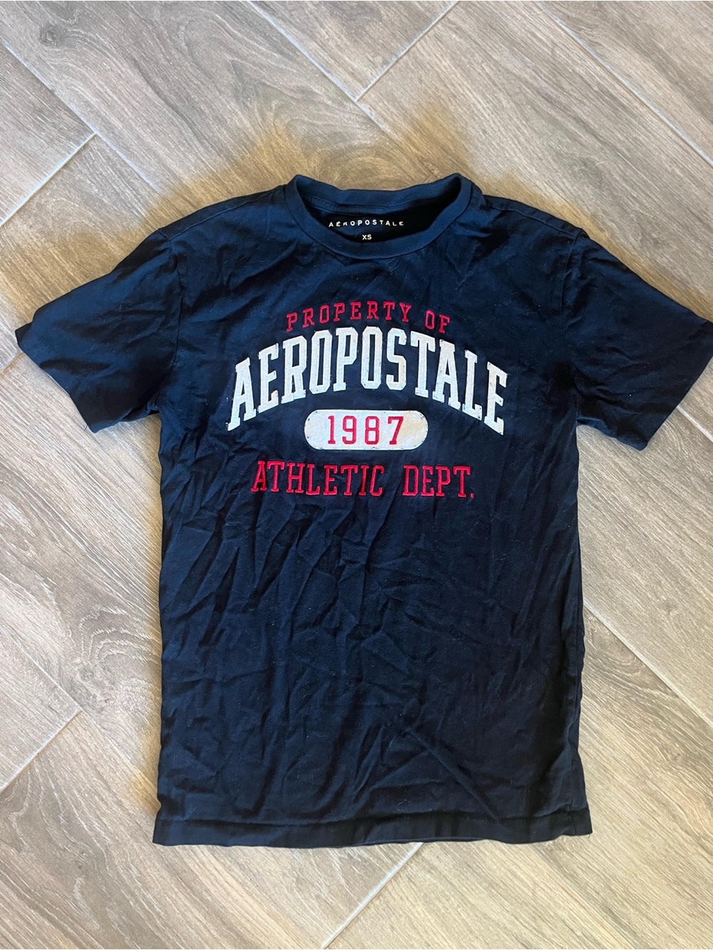 Aeropostale Black Short-Sleeve Tee with White & Red Graphic